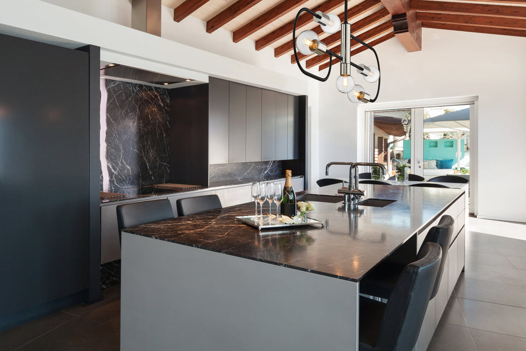 Linear Chandelier Z-Lite 621-5L-MB-PN Matte Black + Polished Nickel Neutra 5 Light Linear Chandelier Z-Lite