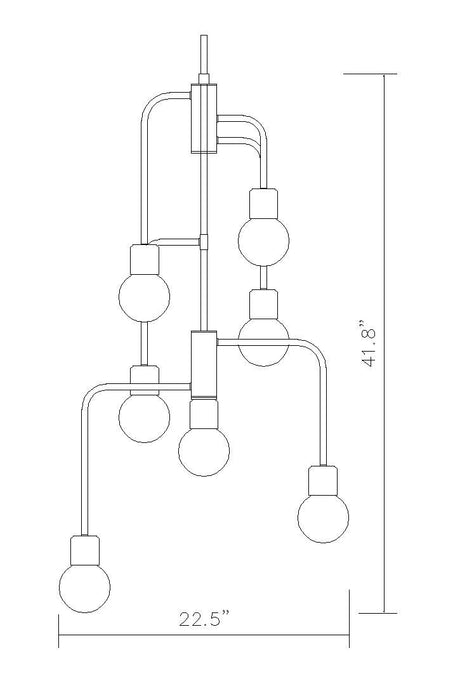 Chandelier Z-Lite 621-7MB-FB Matte Black + Foundry Brass Neutra 7 Light Chandelier Z-Lite