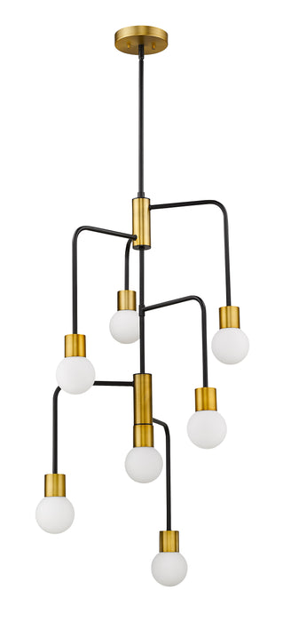 Chandelier Z-Lite 621-7MB-FB Matte Black + Foundry Brass Neutra 7 Light Chandelier Z-Lite