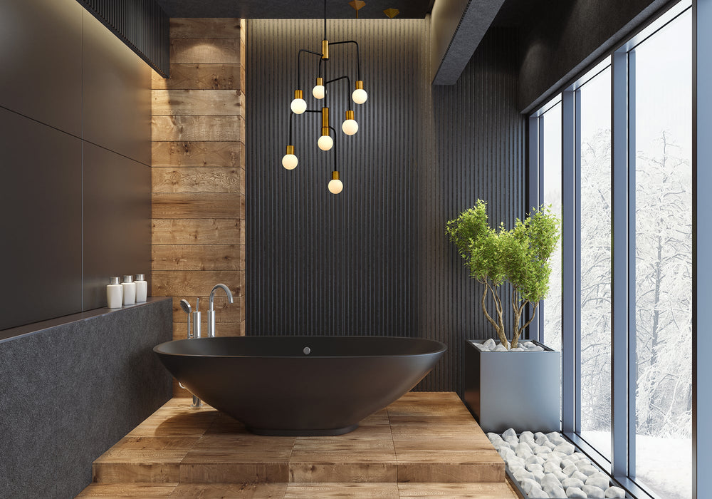 Chandelier Z-Lite 621-7MB-FB Matte Black + Foundry Brass Neutra 7 Light Chandelier Z-Lite