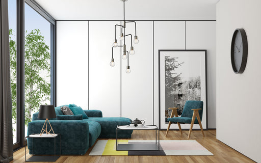 Chandelier Z-Lite 621-7MB-PN Matte Black + Polished Nickel Neutra 7 Light Chandelier Z-Lite