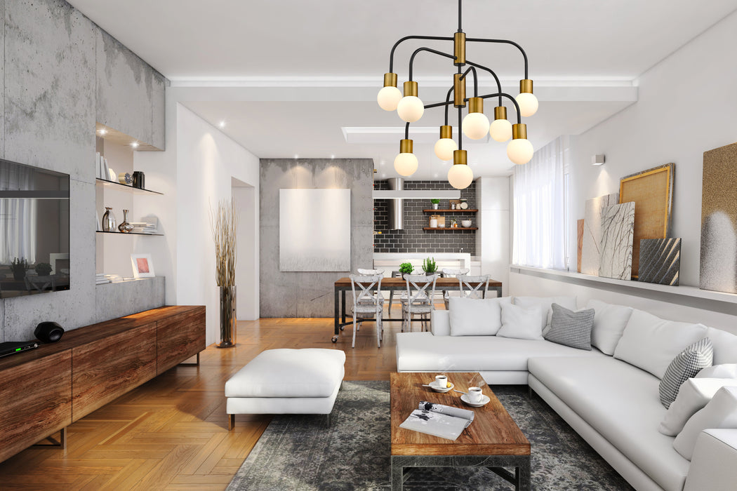 Chandelier Z-Lite 621-9MB-FB Matte Black + Foundry Brass Neutra 9 Light Chandelier Z-Lite