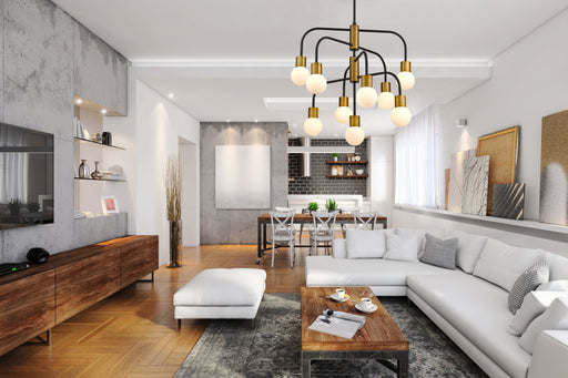 Chandelier Z-Lite 621-9MB-FB Matte Black + Foundry Brass Neutra 9 Light Chandelier Z-Lite
