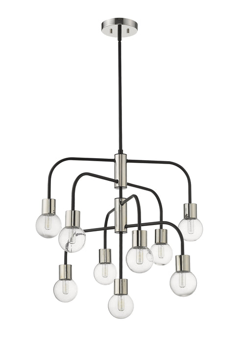 Chandelier Z-Lite 621-9MB-PN Matte Black + Polished Nickel Neutra 9 Light Chandelier Z-Lite