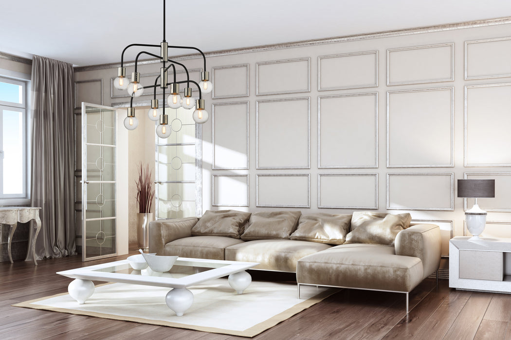 Chandelier Z-Lite 621-9MB-PN Matte Black + Polished Nickel Neutra 9 Light Chandelier Z-Lite