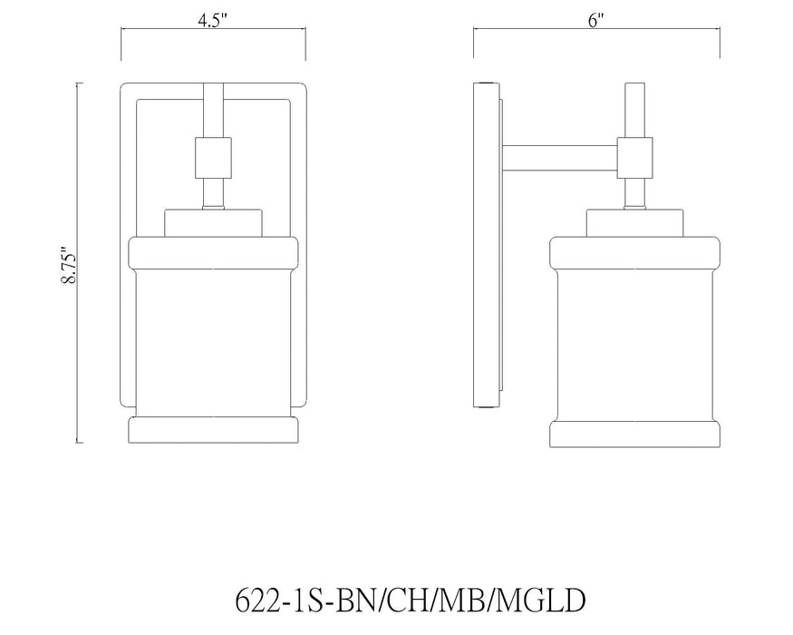 Wall Sconce Z-Lite 622-1S-BN Brushed Nickel Cadoc 1 Light Wall Sconce Z-Lite