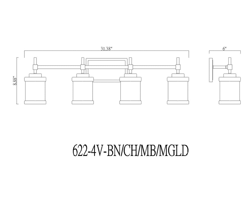 Vanity Z-Lite 622-4V-BN Brushed Nickel Cadoc 4 Light Vanity Z-Lite
