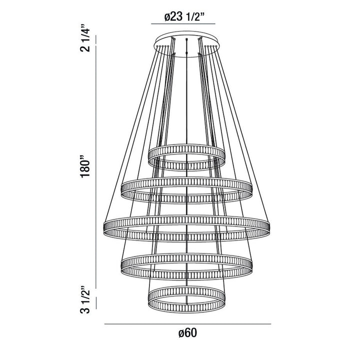 Eurofase 37503-017 Forster 60" Matte Black LED Chandelier