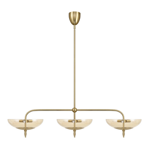 Chandelier Thesis 207786A Fiorello 54 inch 9 light Brushed Gold Linear Chandelier with Smoked Amber Glass Shades THESIS