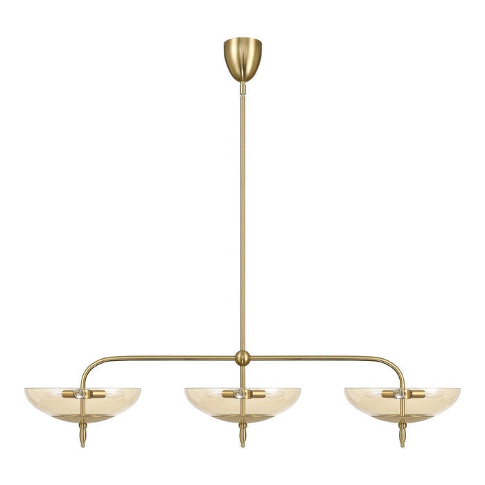 Chandelier Thesis 207786A Fiorello 54 inch 9 light Brushed Gold Linear Chandelier with Smoked Amber Glass Shades THESIS