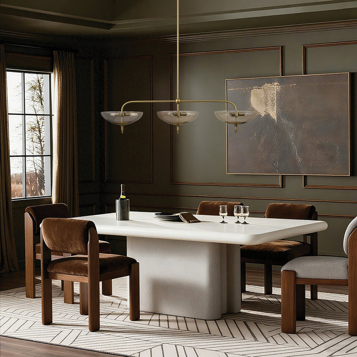 Chandelier Thesis 207786A Fiorello 54 inch 9 light Brushed Gold Linear Chandelier with Smoked Amber Glass Shades THESIS