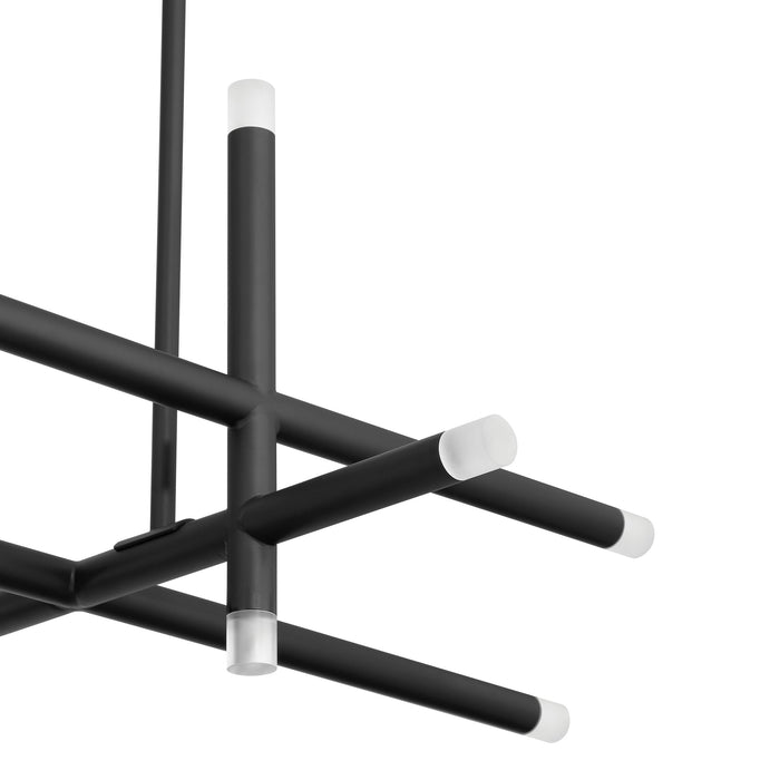 Chandelier Thesis 207295A Manhattan 48 inch 12 light Matte Black LED Linear Chandelier THESIS