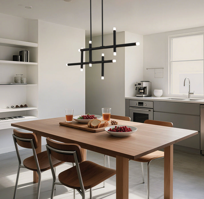 Chandelier Thesis 207295A Manhattan 48 inch 12 light Matte Black LED Linear Chandelier THESIS