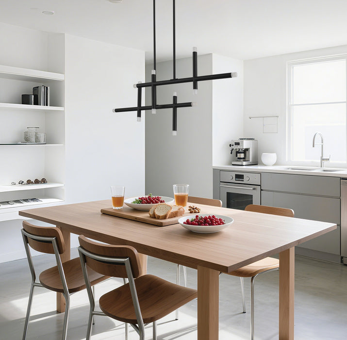 Chandelier Thesis 207295A Manhattan 48 inch 12 light Matte Black LED Linear Chandelier THESIS