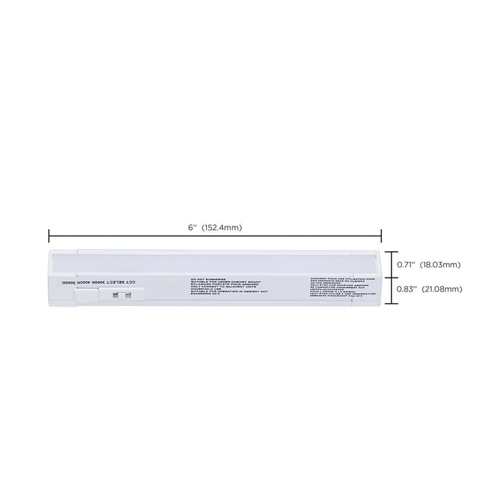 Under Cabinet Nuvo 63-401 2 Watt 6-Inch LED Under Cabinet - 30K/40K/50K CCT Selectable - White Finish - 120 Volt Nuvo