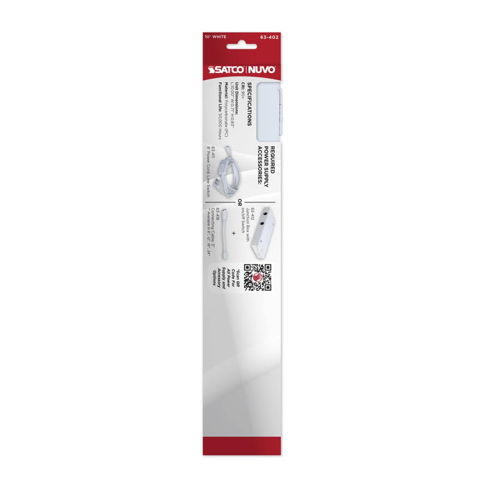 Under Cabinet Nuvo 63-402 4 Watt 10-Inch LED Under Cabinet - 30K/40K/50K CCT Selectable - White Finish 120 Volt Nuvo