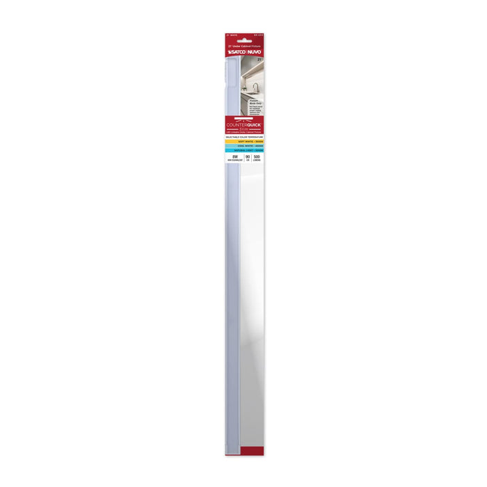 Under Cabinet Nuvo 63-403 8 Watt 21-Inch LED Under Cabinet - 30K/40K/50K CCT Selectable - White Finish - 120 Volt Nuvo