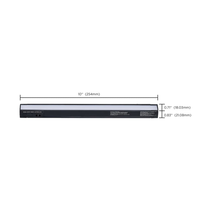 Under Cabinet Nuvo 63-452 4 Watt 10-Inch LED Under Cabinet - 30K/40K/50K CCT Selectable - Black Finish 120 Volt Nuvo