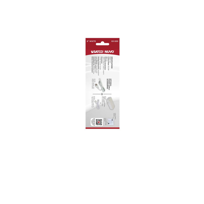 Under Cabinet Nuvo 63-500 5 Watt - 8 Inch LED White Under Cabinet Light - 3K/4K/5K CCT Selectable - 50000 Hours - White Finish Nuvo
