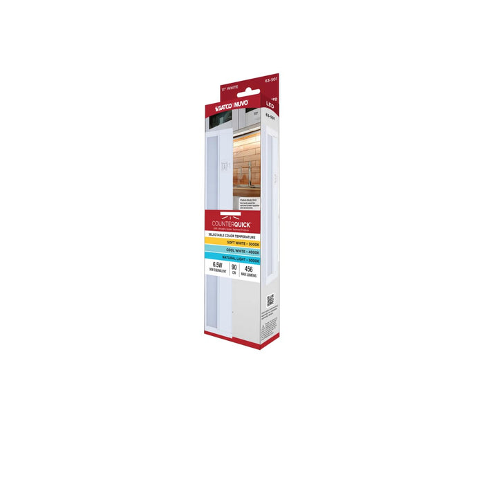 Under Cabinet Nuvo 63-501 6.5 Watt - 11 Inch LED White Under Cabinet Light - 3K/4K/5K CCT Selectable - 50000 Hours - White Finish Nuvo