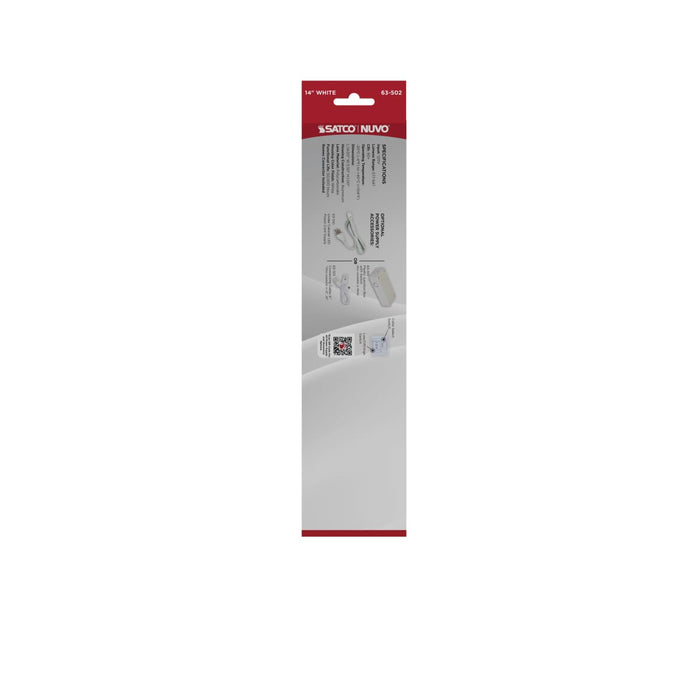 Under Cabinet Nuvo 63-502 9 Watt - 14 Inch LED White Under Cabinet Light - 3K/4K/5K CCT Selectable - 50000 Hours - White Finish Nuvo