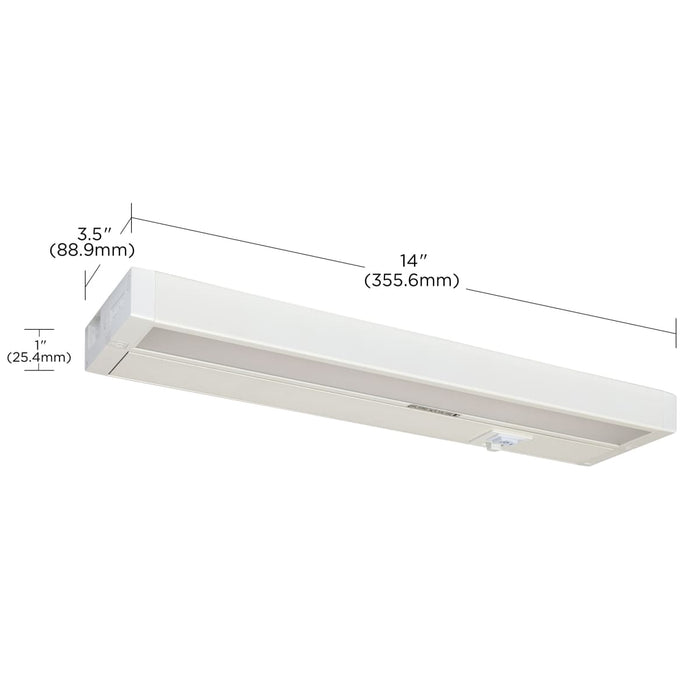 Under Cabinet Nuvo 63-502 9 Watt - 14 Inch LED White Under Cabinet Light - 3K/4K/5K CCT Selectable - 50000 Hours - White Finish Nuvo