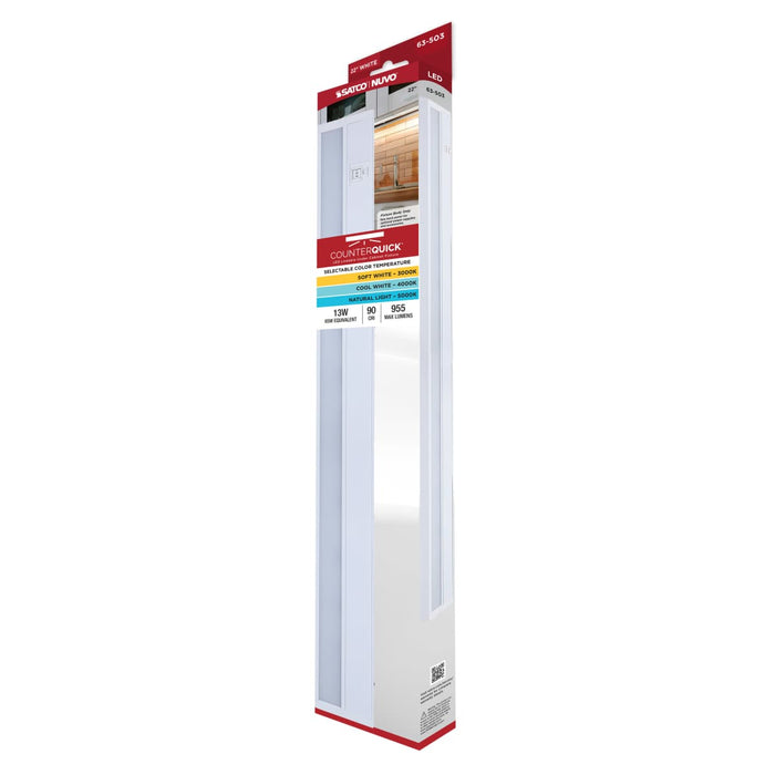 Under Cabinet Nuvo 63-503 13 Watt - 22 Inch LED White Under Cabinet Light - 3K/4K/5K CCT Selectable - 50000 Hours - White Finish Nuvo