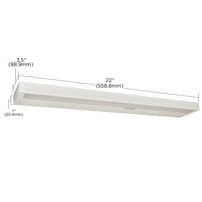 Under Cabinet Nuvo 63-503 13 Watt - 22 Inch LED White Under Cabinet Light - 3K/4K/5K CCT Selectable - 50000 Hours - White Finish Nuvo