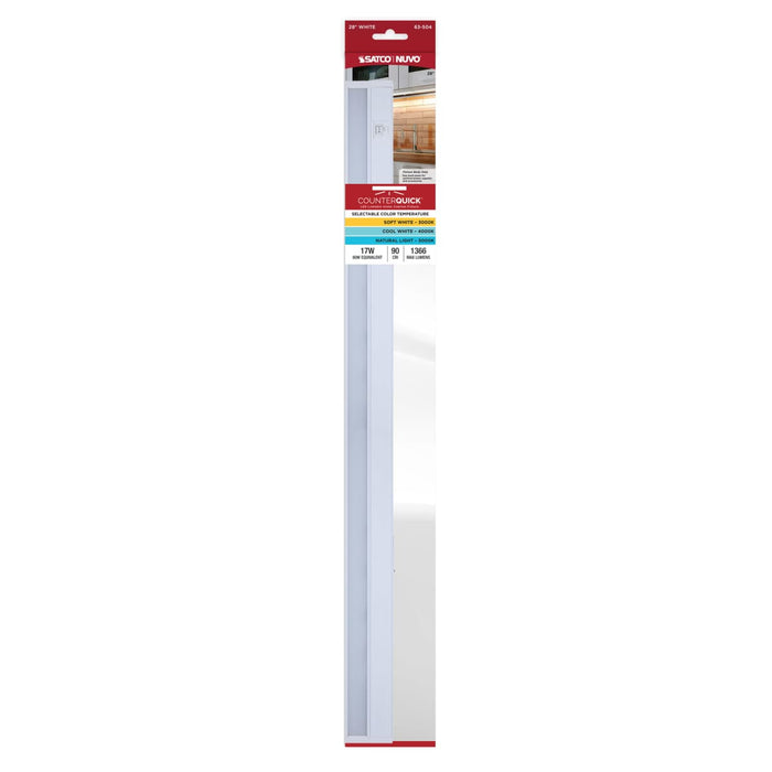 Under Cabinet Nuvo 63-504 17 Watt - 28 Inch LED White Under Cabinet Light - 3K/4K/5K CCT Selectable - 50000 Hours - White Finish Nuvo