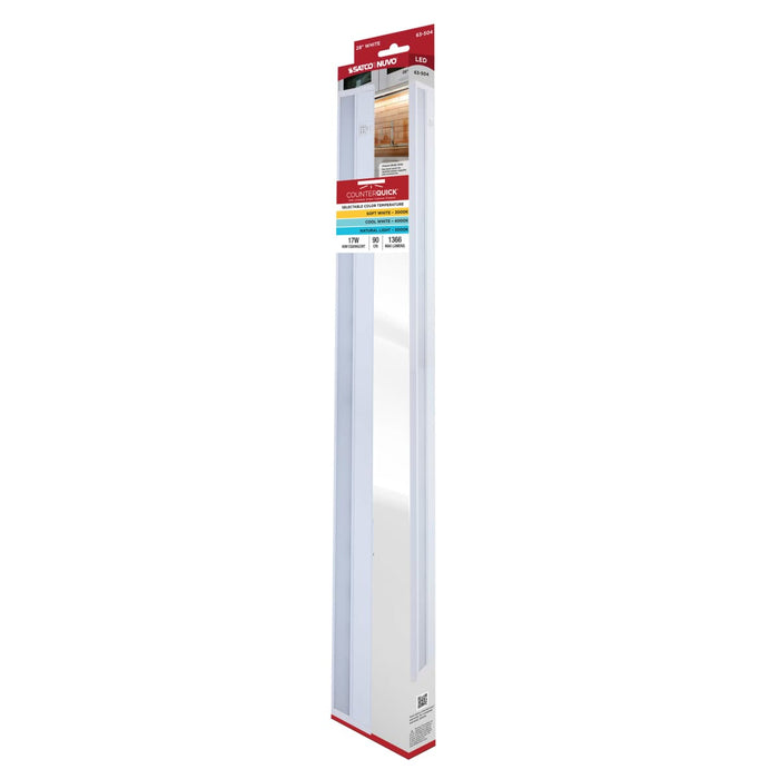 Under Cabinet Nuvo 63-504 17 Watt - 28 Inch LED White Under Cabinet Light - 3K/4K/5K CCT Selectable - 50000 Hours - White Finish Nuvo