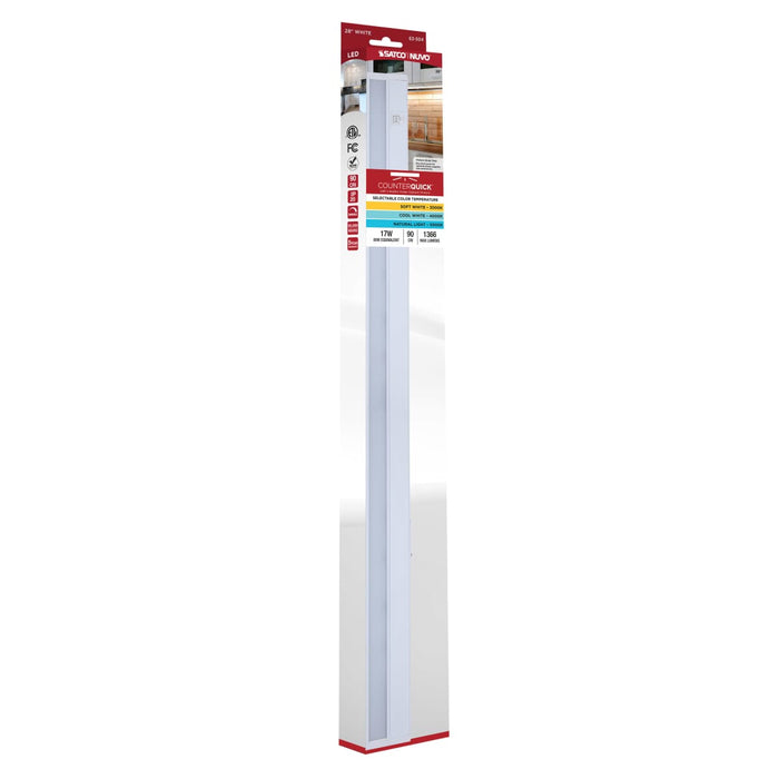 Under Cabinet Nuvo 63-504 17 Watt - 28 Inch LED White Under Cabinet Light - 3K/4K/5K CCT Selectable - 50000 Hours - White Finish Nuvo