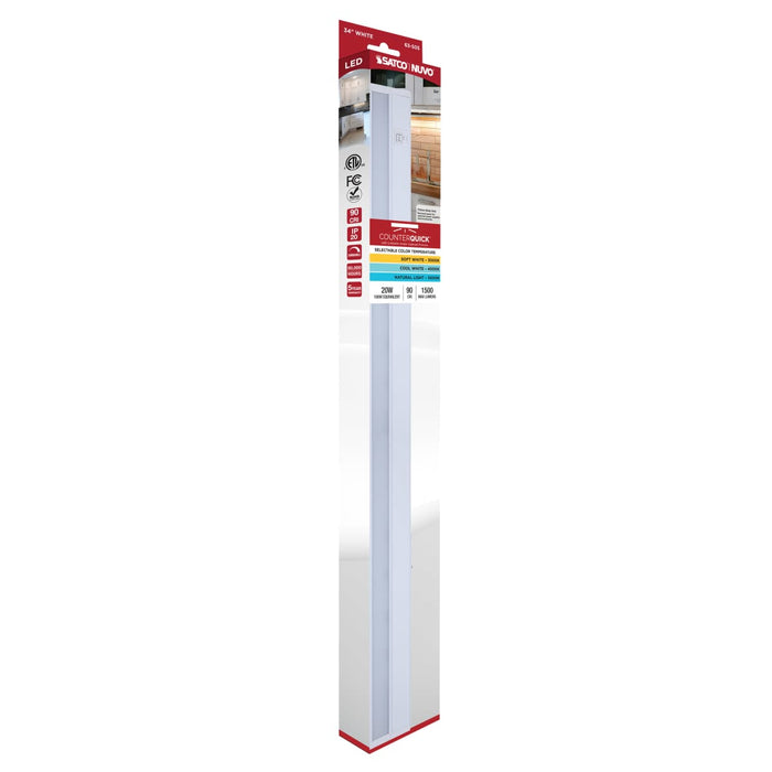 Under Cabinet Nuvo 63-505 20 Watt - 34 Inch LED White Under Cabinet Light - 3K/4K/5K CCT Selectable - White Finish Nuvo