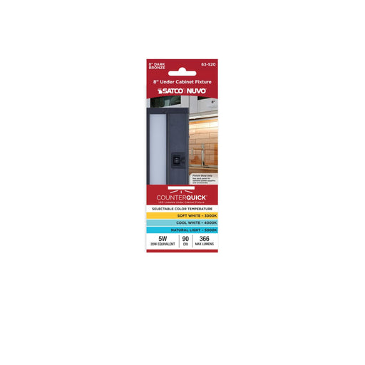 Under Cabinet Nuvo 63-520 5 Watt 8-Inch LED Under Cabinet - 30K/40K/50K 3K/4K/5K CCT Selectable - Dark Bronze - 120 Volt Nuvo