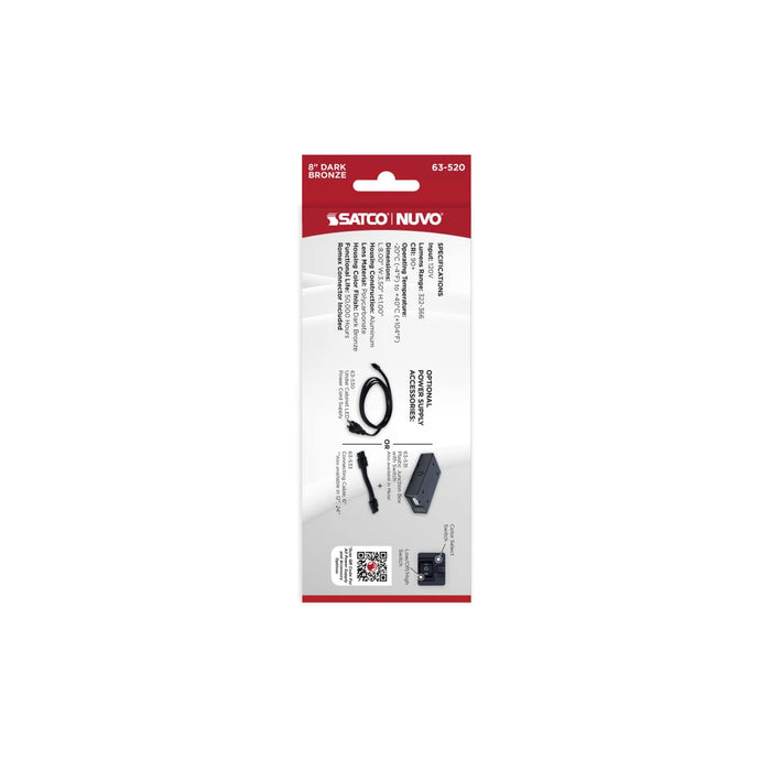 Under Cabinet Nuvo 63-520 5 Watt 8-Inch LED Under Cabinet - 30K/40K/50K 3K/4K/5K CCT Selectable - Dark Bronze - 120 Volt Nuvo