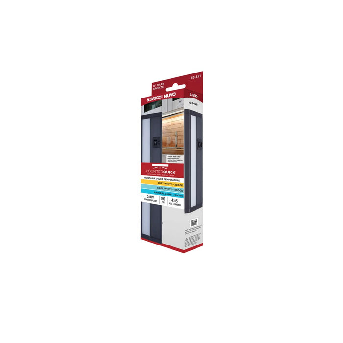 Under Cabinet Nuvo 63-521 6.5 Watt 11-Inch LED Under Cabinet - 30K/40K/50K 3K/4K/5K CCT Selectable - Dark Bronze - 120 Volt Nuvo