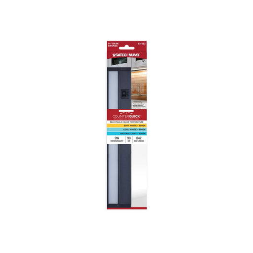 Under Cabinet Nuvo 63-522 9 Watt 14-Inch LED Under Cabinet - 30K/40K/50K 3K/4K/5K CCT Selectable - Dark Bronze - 120 Volt Nuvo