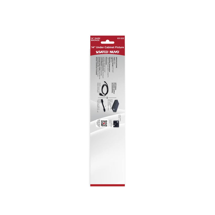 Under Cabinet Nuvo 63-522 9 Watt 14-Inch LED Under Cabinet - 30K/40K/50K 3K/4K/5K CCT Selectable - Dark Bronze - 120 Volt Nuvo
