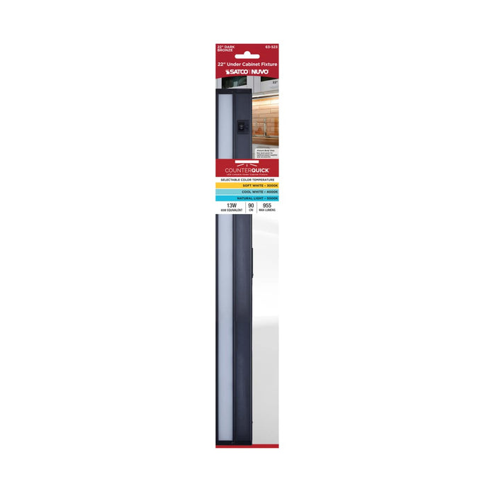Under Cabinet Nuvo 63-523 13 Watt 22-Inch LED Under Cabinet - 30K/40K/50K 3K/4K/5K CCT Selectable - Dark Bronze - 120 Volt Nuvo