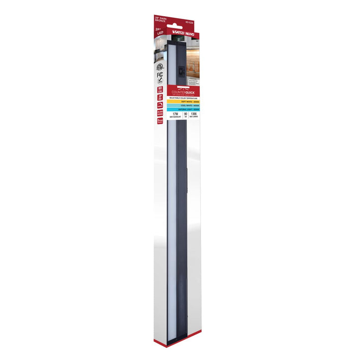 Under Cabinet Nuvo 63-524 17 Watt 28-Inch LED Under Cabinet - 30K/40K/50K 3K/4K/5K CCT Selectable - Dark Bronze - 120 Volt Nuvo