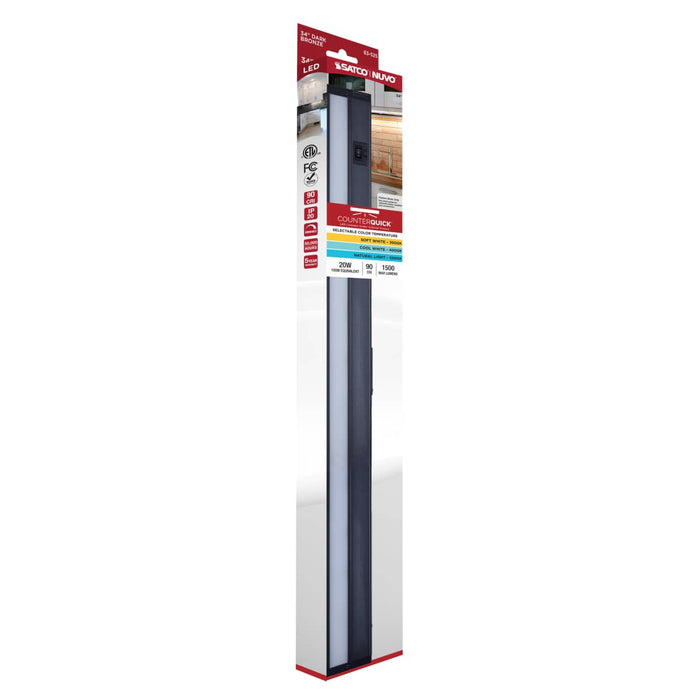 Under Cabinet Nuvo 63-525 20 Watt 34-Inch LED Under Cabinet - 30K/40K/50K 3K/4K/5K CCT Selectable - Dark Bronze - 120 Volt Nuvo