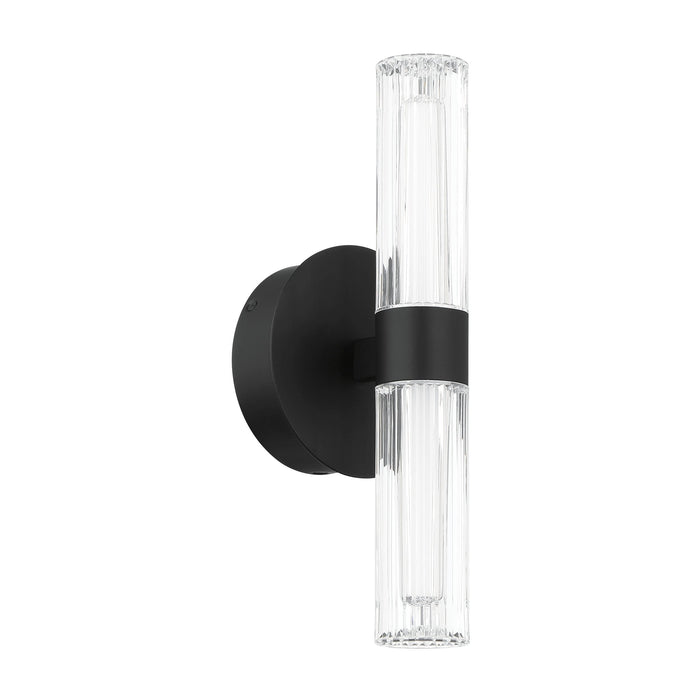 Wall Sconce Thesis 207314A Ristretto 13 inch 2 light Matte Black LED Wall Sconce with Clear Ribbed and White Acrylic Shades THESIS