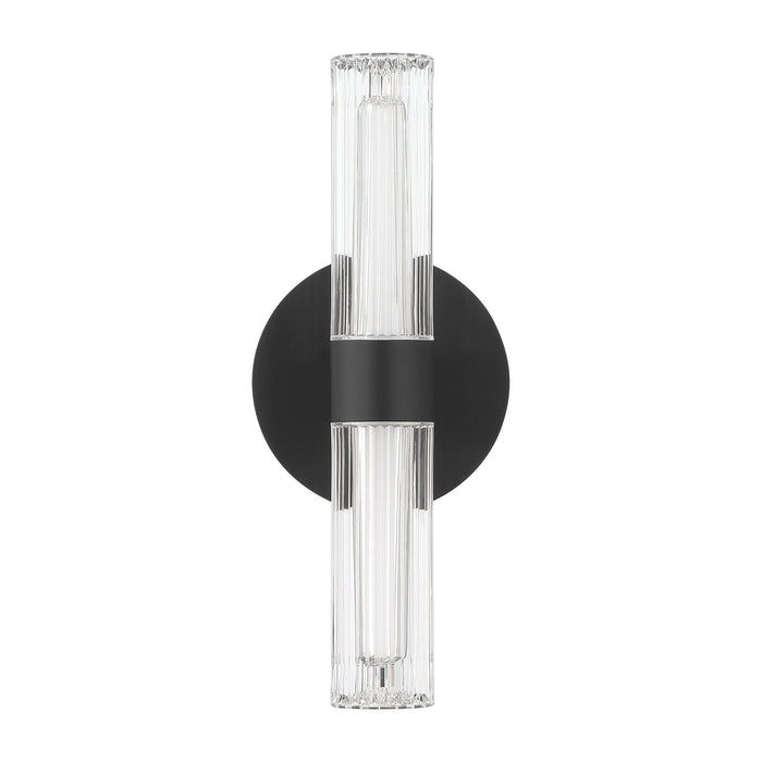 Wall Sconce Thesis 207314A Ristretto 13 inch 2 light Matte Black LED Wall Sconce with Clear Ribbed and White Acrylic Shades THESIS