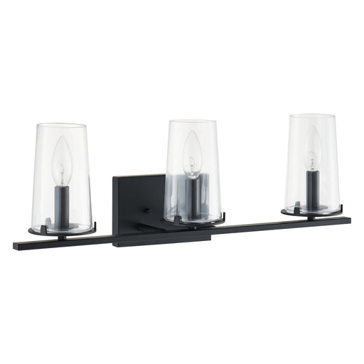 Vanity Light Thesis 206956A Jared 24 inch 3 light Matte Black Vanity Light with Clear Glass Shades THESIS