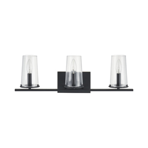 Vanity Light Thesis 206956A Jared 24 inch 3 light Matte Black Vanity Light with Clear Glass Shades THESIS
