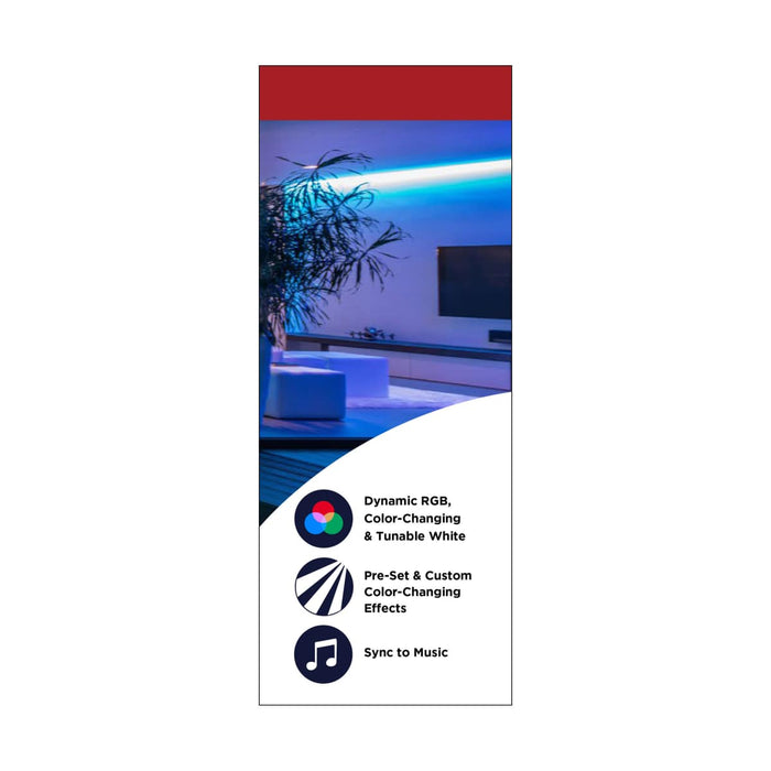 Tape Light Nuvo 64-132 Dimension Pro - Tape Light strip - 64 ft. - Hi-Output - RGB plus Tunable White - Plug connection - Starfish IOT Capable - IR Remote Included - White Finish Nuvo
