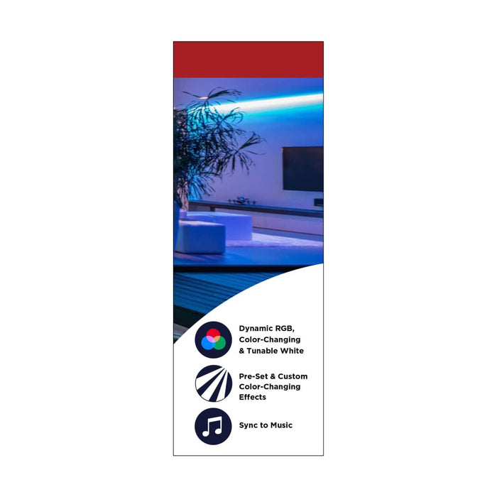 Tape Light Nuvo 64-133 Dimension Pro - Tape Light strip - 16 ft. - Hi-Output - RGB plus Tunable White - J-Box connection - Starfish IOT Capable - IR Remote Included - White Finish Nuvo