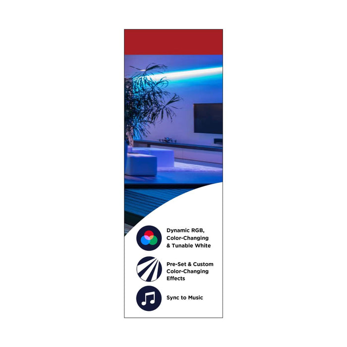 Tape Light Nuvo 64-134 Dimension Pro - Tape Light strip - 32 ft. - Hi-Output - RGB plus Tunable White - J-Box connection - Starfish IOT Capable - IR Remote Included - White Finish Nuvo