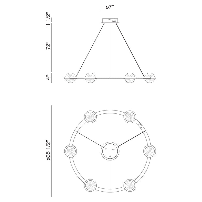 Eurofase 39308-016 Circolo 36" Matte Black LED Chandelier