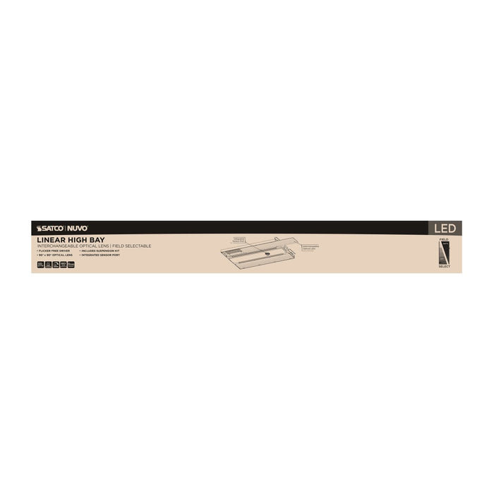 Linear Hi-Bay Nuvo 65-1013 LED Linear High-Bay With Interchangeable Lens - 275W/300W/320W Wattage Selectable - 3K/4K/5K CCT Selectable - White Finish Nuvo