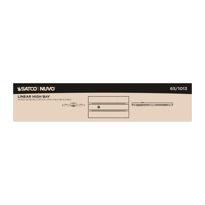 Linear Hi-Bay Nuvo 65-1013 LED Linear High-Bay With Interchangeable Lens - 275W/300W/320W Wattage Selectable - 3K/4K/5K CCT Selectable - White Finish Nuvo